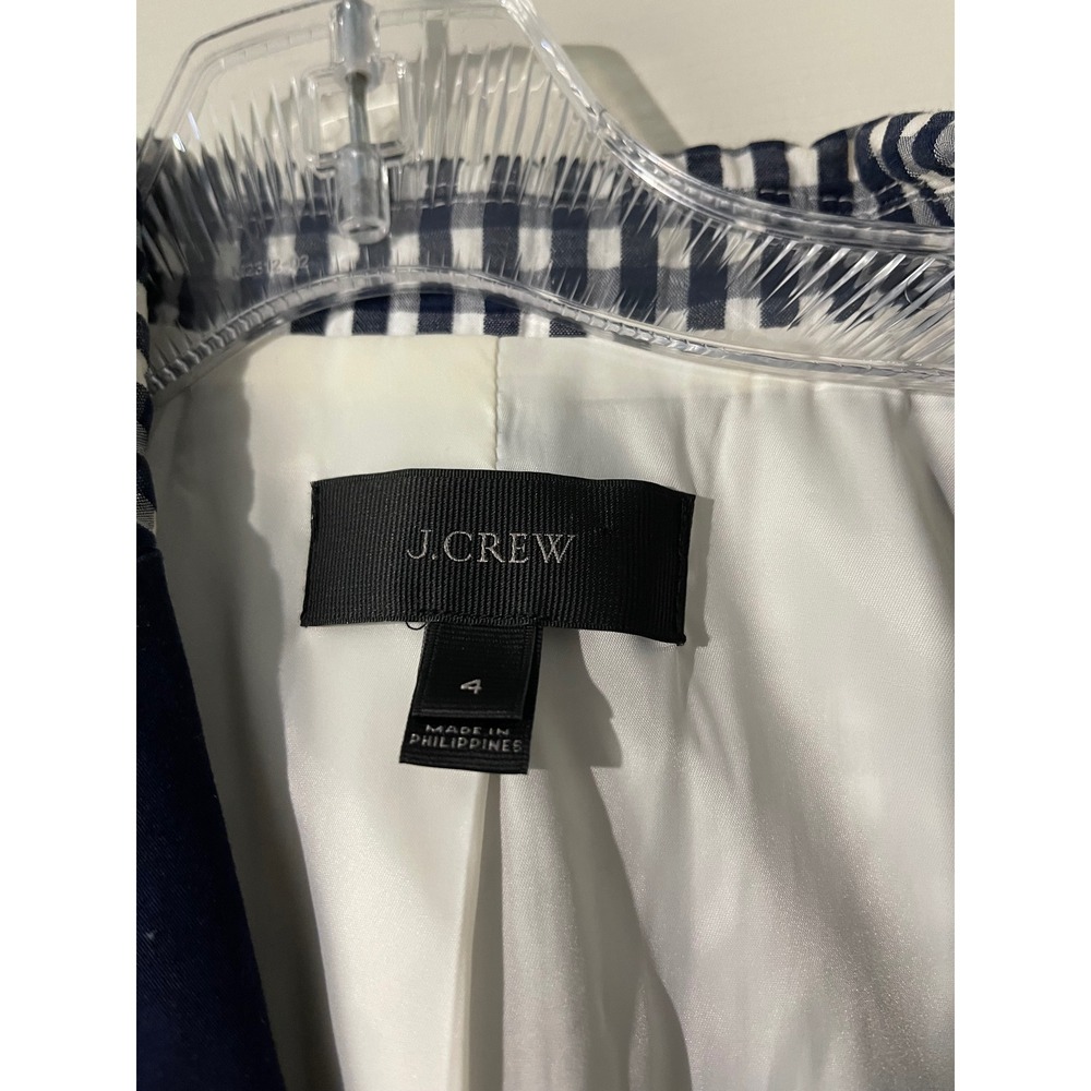 J.Crew Gingham Schoolboy Blazer Jacket Women 4 Navy Career Preppy Classic - Picture 7 of 11